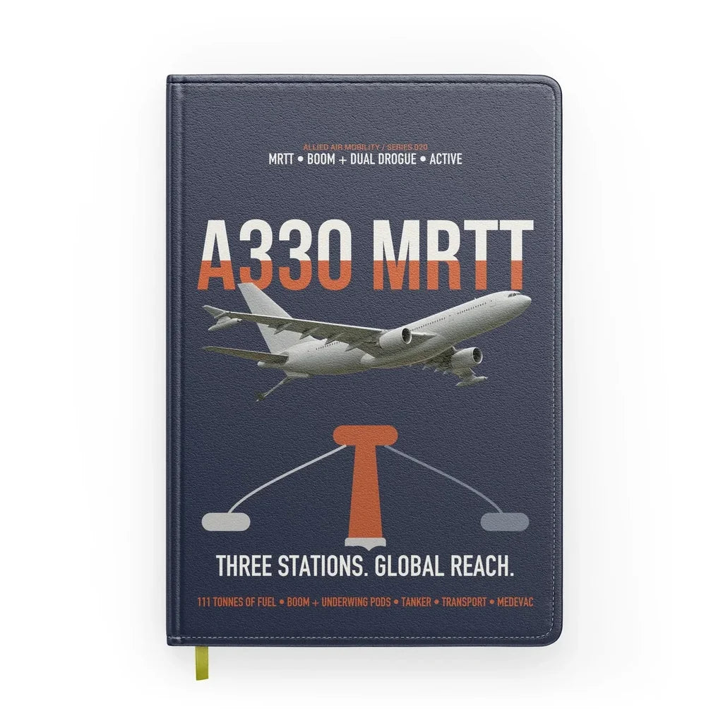Airbus A330 MRTT design on navy blue notebook