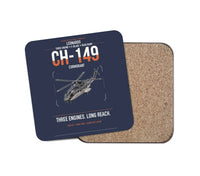 Thumbnail for Leonardo CH-149 Cormorant design on navy blue 1 piece coaster
