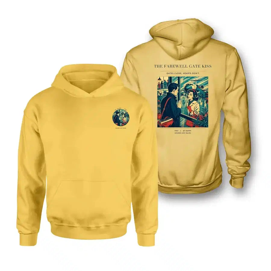 VINTAGE G4380 - The Farewell Gate Kiss - Double-Side Hoodie design on yellow double side