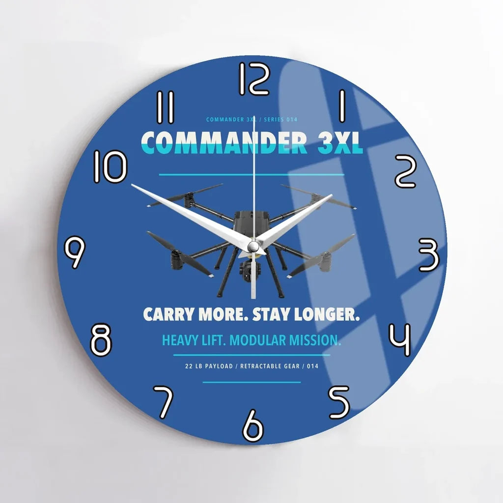Draganfly Commander 3XL design on blue no frame wall clock