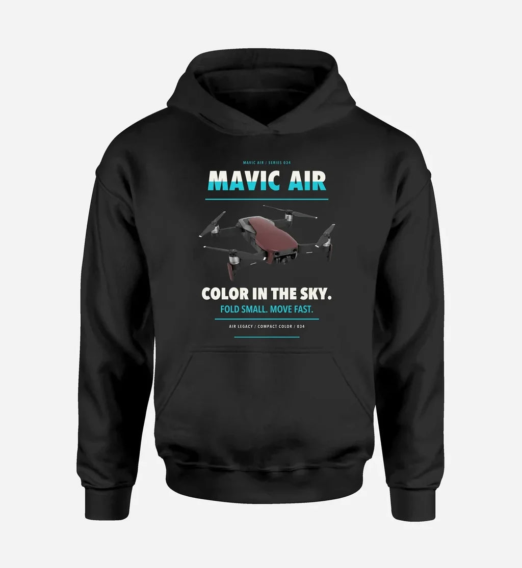 DJI Mavic Air design on black hoodie single side
