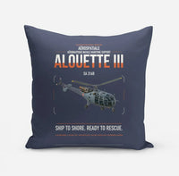 Thumbnail for Aérospatiale SA 316B Alouette III design on navy blue pillow
