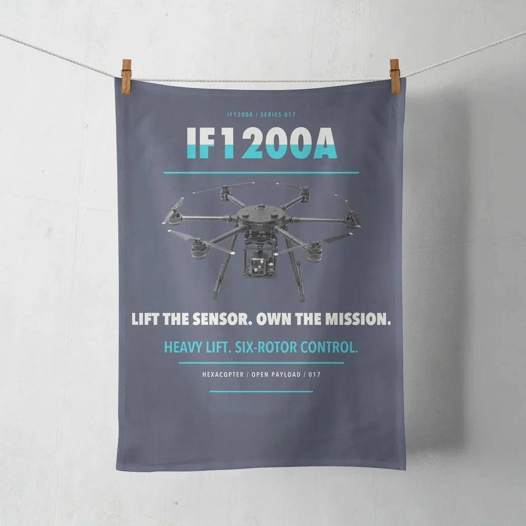 Inspired Flight IF1200A design on navy blue towel