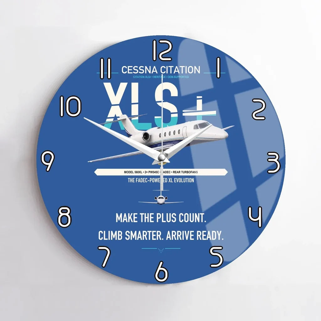 Cessna Citation XLSPlus design on blue no frame wall clock
