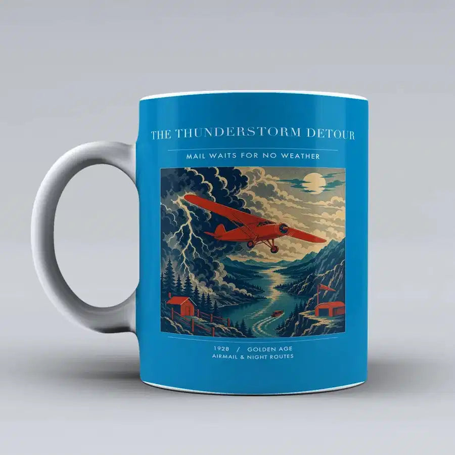 VINTAGE G4148 - The Thunderstorm Detour - Ceramic Mug design on turquoise