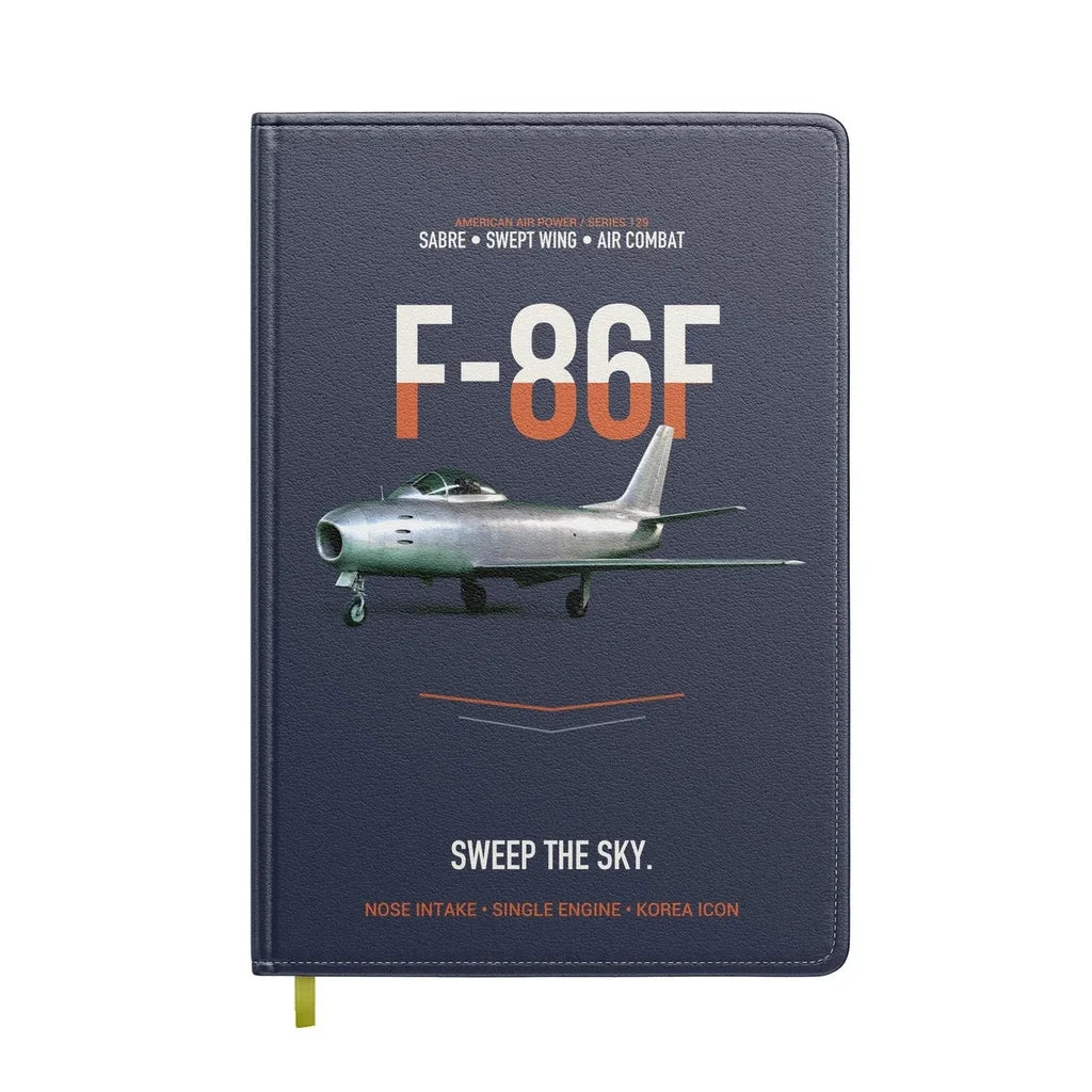 F-86F Sabre Sweep The Sky design on navy blue notebook