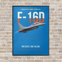 Thumbnail for F-16D Fighting Falcon Two Seats One Falcon vertical canvas print - framed - turquoise background