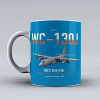 Thumbnail for WC-130J Hurricane Hunter design on turquoise ceramic mug, double-side print