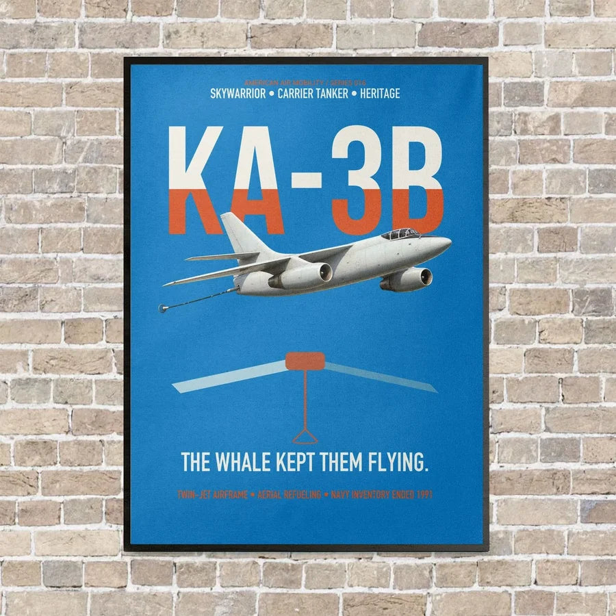 KA-3B Skywarrior vertical canvas print - framed - turquoise background