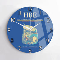 Thumbnail for Borg El Arab Airport (HBE) design on blue no frame wall clock