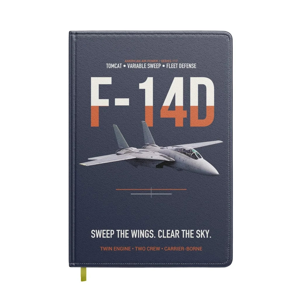 F-14D Tomcat Sweep The Wings Clear The Sky design on navy blue notebook