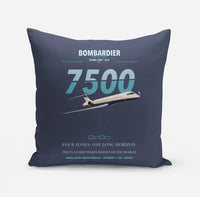 Thumbnail for Bombardier Global 7500 design on navy blue pillow