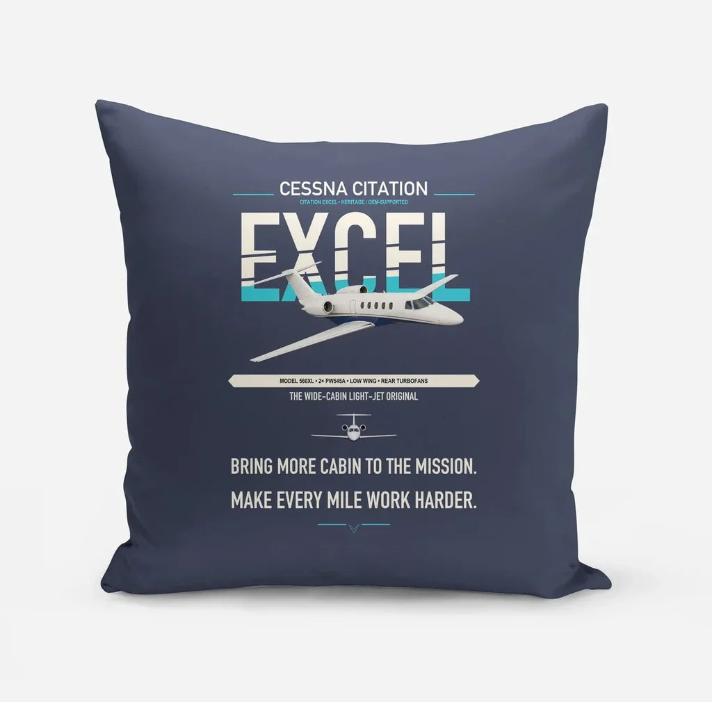 Cessna Citation Excel design on navy blue pillow