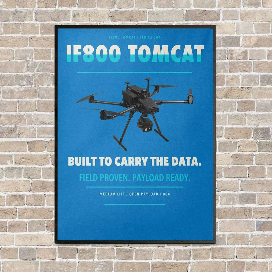 Inspired Flight IF800 Tomcat vertical canvas print - framed - turquoise background