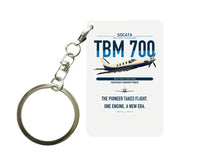 Thumbnail for Socata TBM 700 design on white designed key chain, double-side print