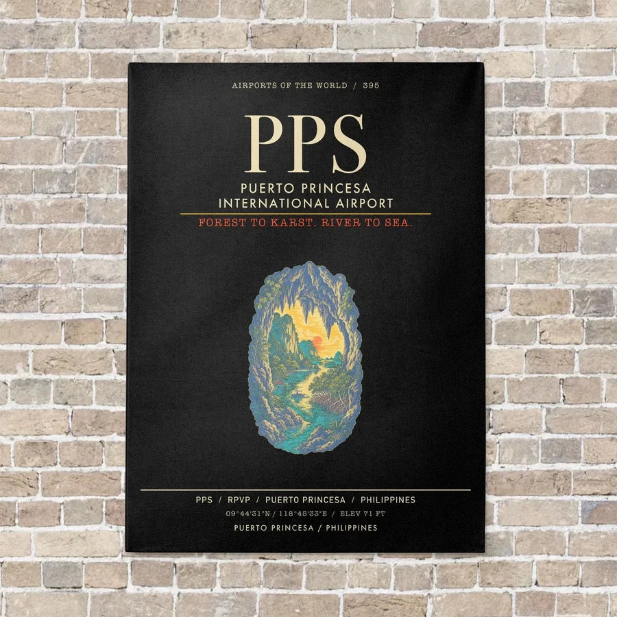 Puerto Princesa International Airport PPS - Canvas Framed - Black
