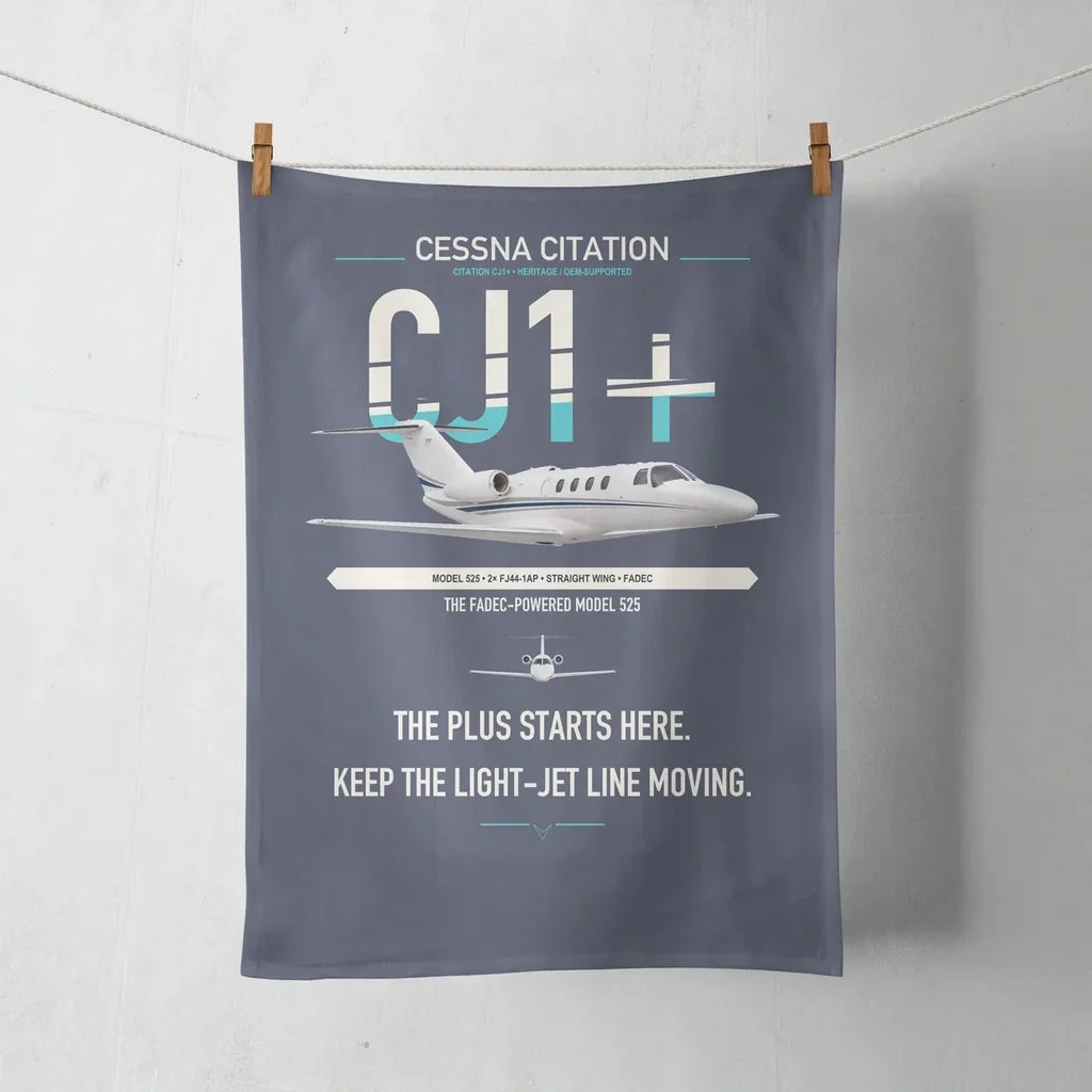 Cessna Citation CJ1+ design on navy blue towel