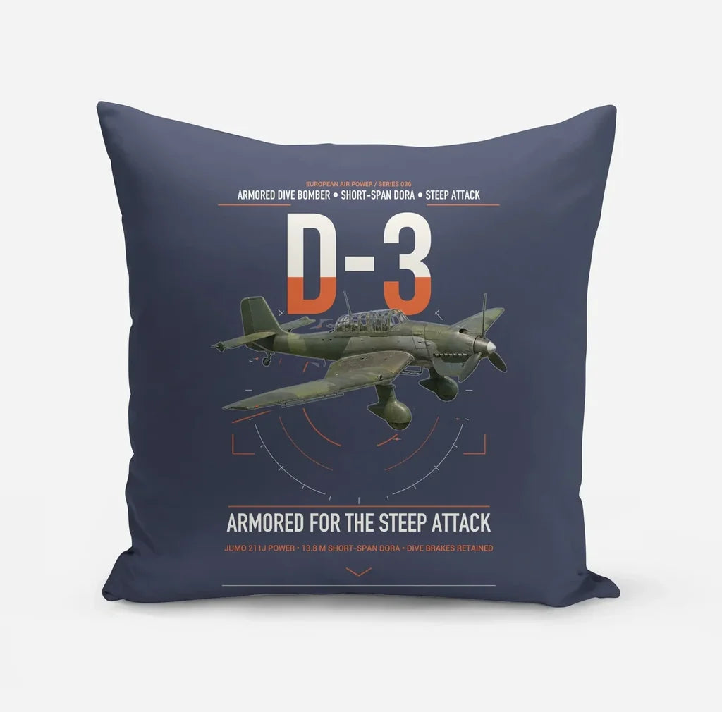 Junkers Ju 87D-3 design on navy blue pillow