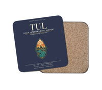Thumbnail for Tulsa International Airport (TUL) design on navy blue 1 piece coaster