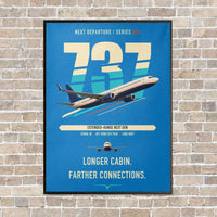 Thumbnail for Boeing 737-900ER vertical canvas print - framed - turquoise background