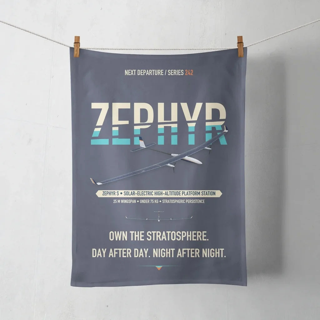 Airbus Zephyr S design on navy blue towel