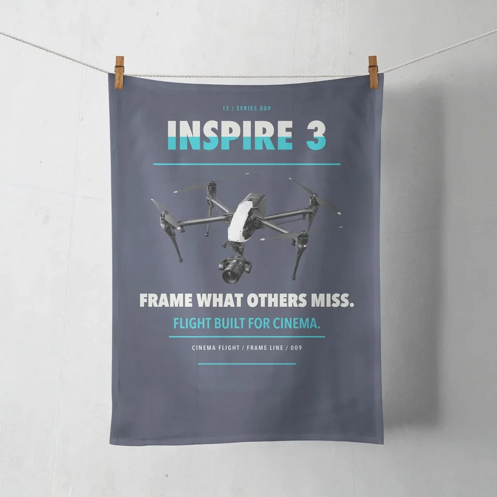 DJI Inspire 3 design on navy blue towel