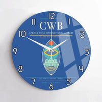 Thumbnail for Afonso Pena International Airport (CWB) design on blue no frame wall clock