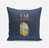 Thumbnail for Varna Airport (VAR) design on navy blue pillow