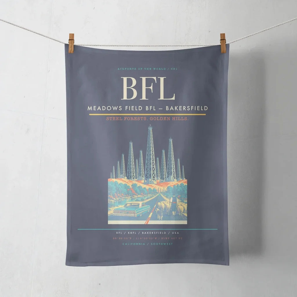 Meadows Field (BFL) design on navy blue towel