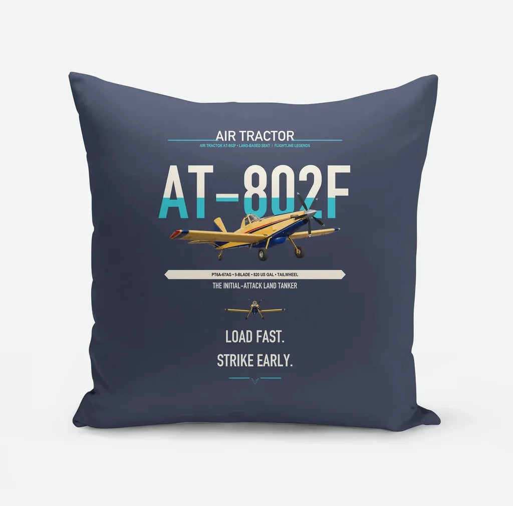 Air Tractor AT-802F design on navy blue pillow