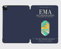 Thumbnail for East Midlands Airport (EMA) design on navy blue ipad tablet case