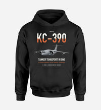 Thumbnail for Embraer KC-390 Millennium design on black double-side hoodie, single-side print
