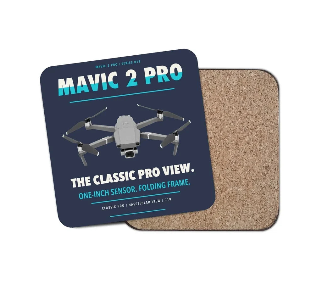 DJI Mavic 2 Pro design on navy blue 1 piece coaster