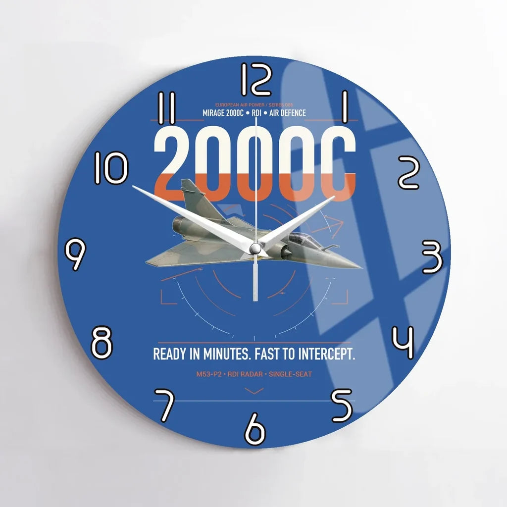 Dassault Mirage 2000C RDI design on blue no frame wall clock