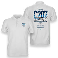 Thumbnail for Cessna T207A Stationair 8 design on white double-side polo t-shirt, double-side print