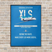 Thumbnail for Cessna Citation XLS vertical canvas print - framed - turquoise background