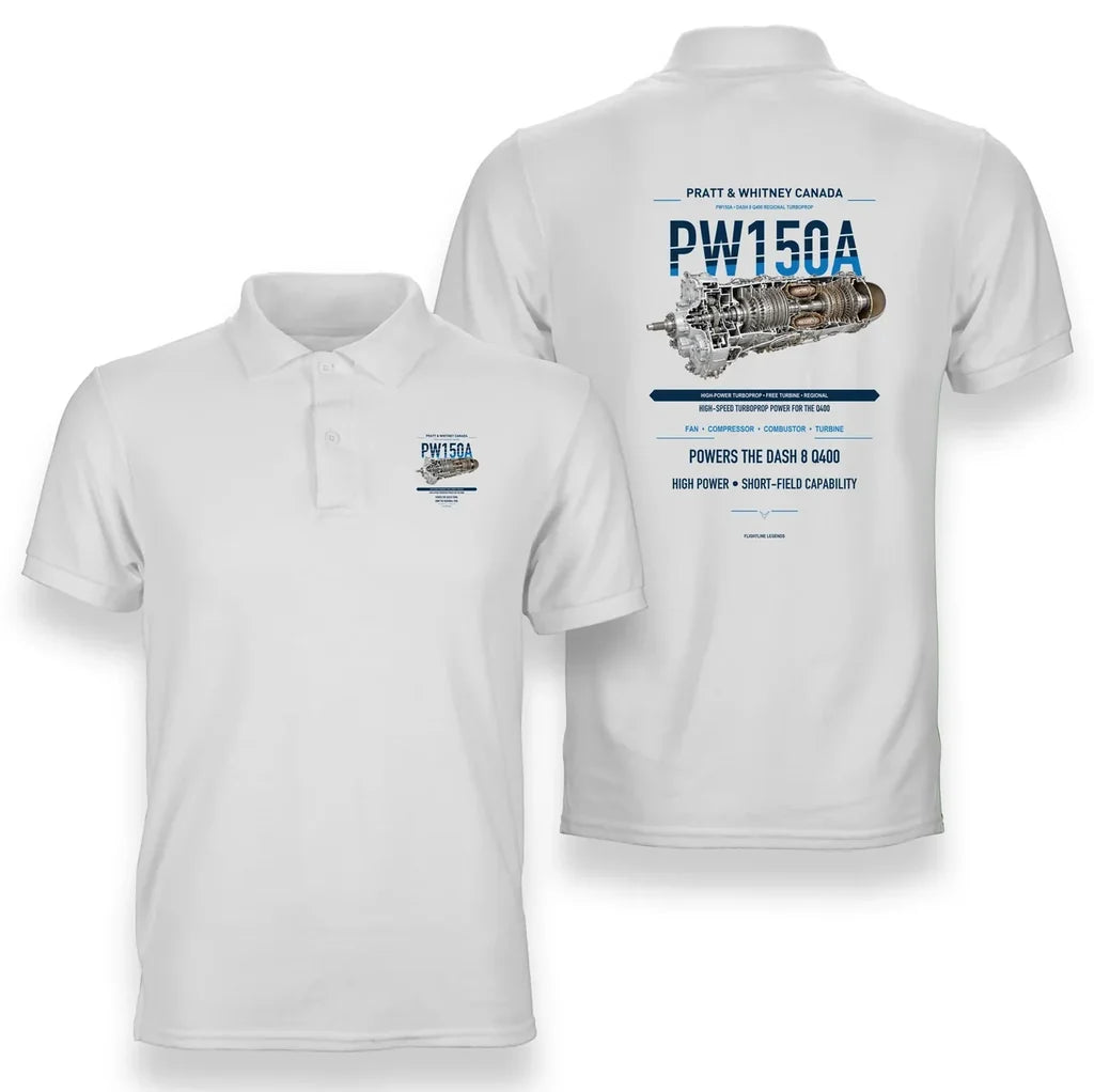 PW150A design on white polo