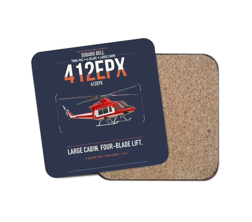 SUBARU Bell 412EPX design on navy blue 1 piece coaster