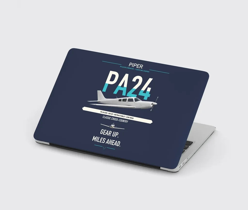 Piper PA-24-250 Comanche 250 design on navy blue MacBook case