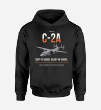 Thumbnail for C-2A Greyhound design on black double-side hoodie, single-side print