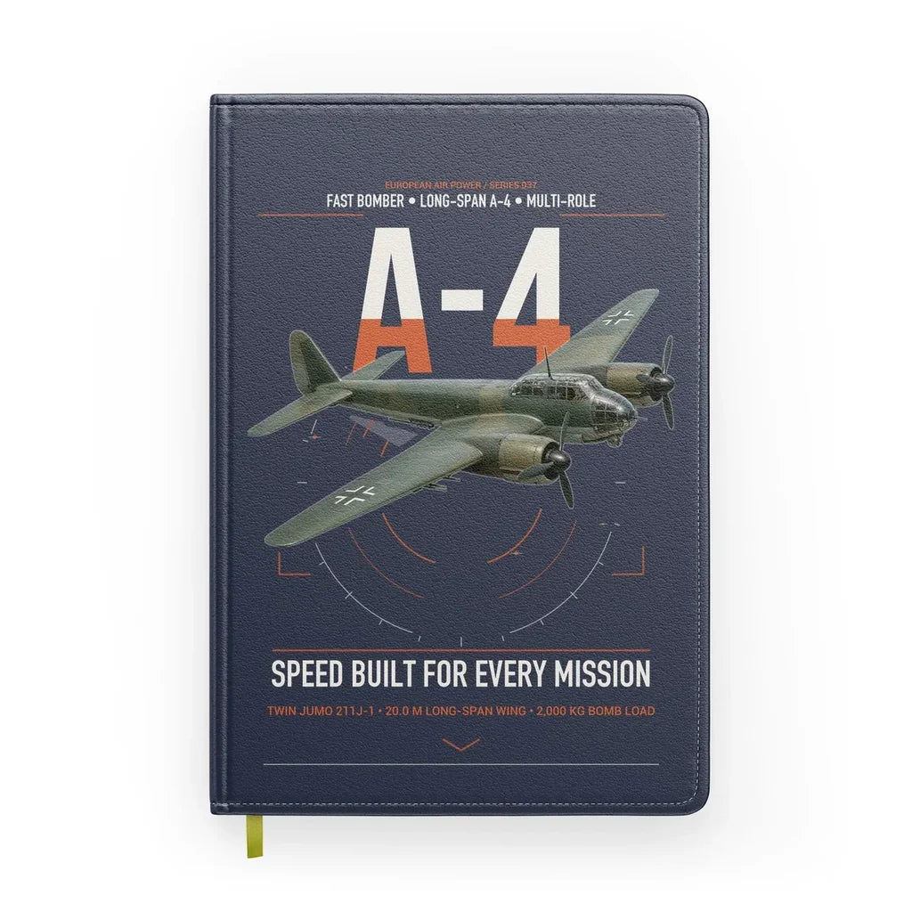 Junkers Ju 88A-4 design on navy blue notebook
