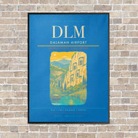 Thumbnail for Dalaman Airport DLM vertical canvas print - framed - turquoise background