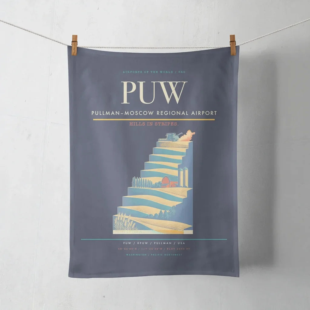 Pullman–Moscow Regional Airport (PUW) design on navy blue towel