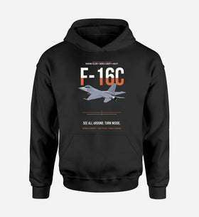 Single-Side Printing — F-16C Fighting Falcon See All Around Turn Inside Double-Side Hoodie