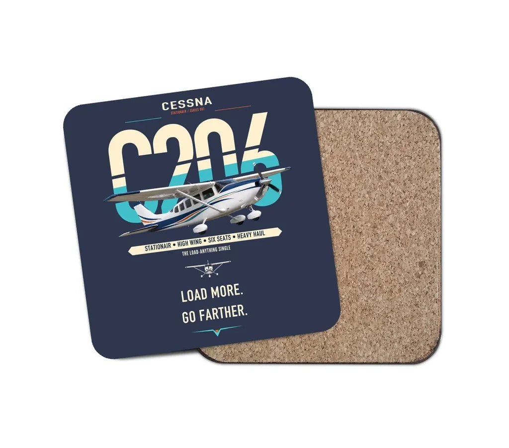 Cessna 206 Stationair design on navy blue 1 piece coaster