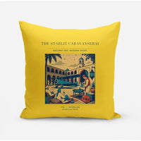 Thumbnail for VINTAGE G4336 - The Starlit Caravanserai - Designed Pillows design on yellow