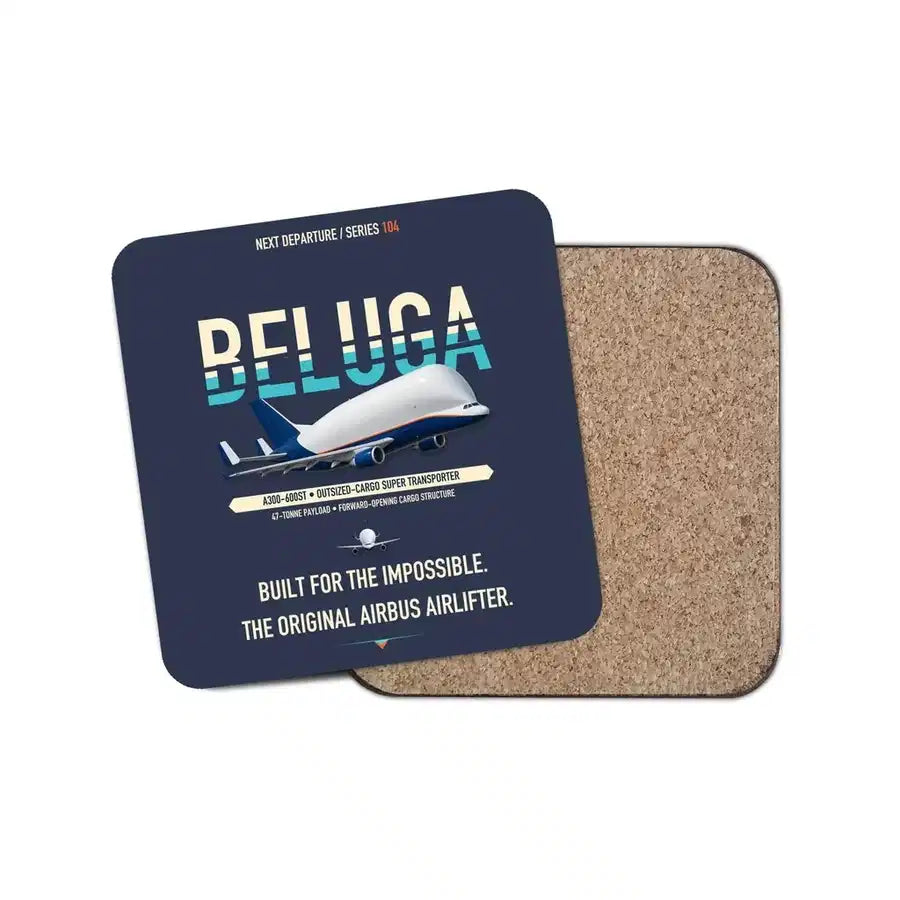 Airbus A300-600ST BelugaST design on navy blue 1 piece coaster