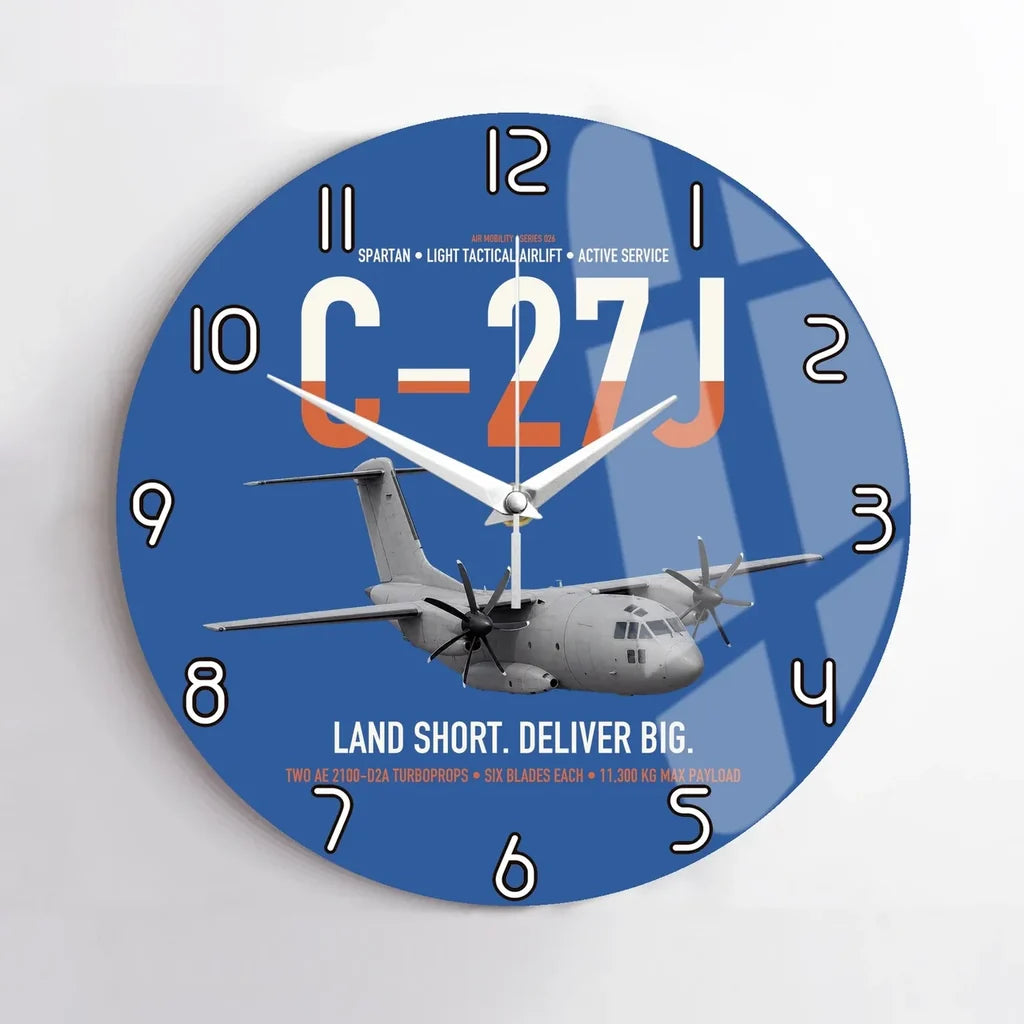 C-27J Spartan design on blue no frame wall clock