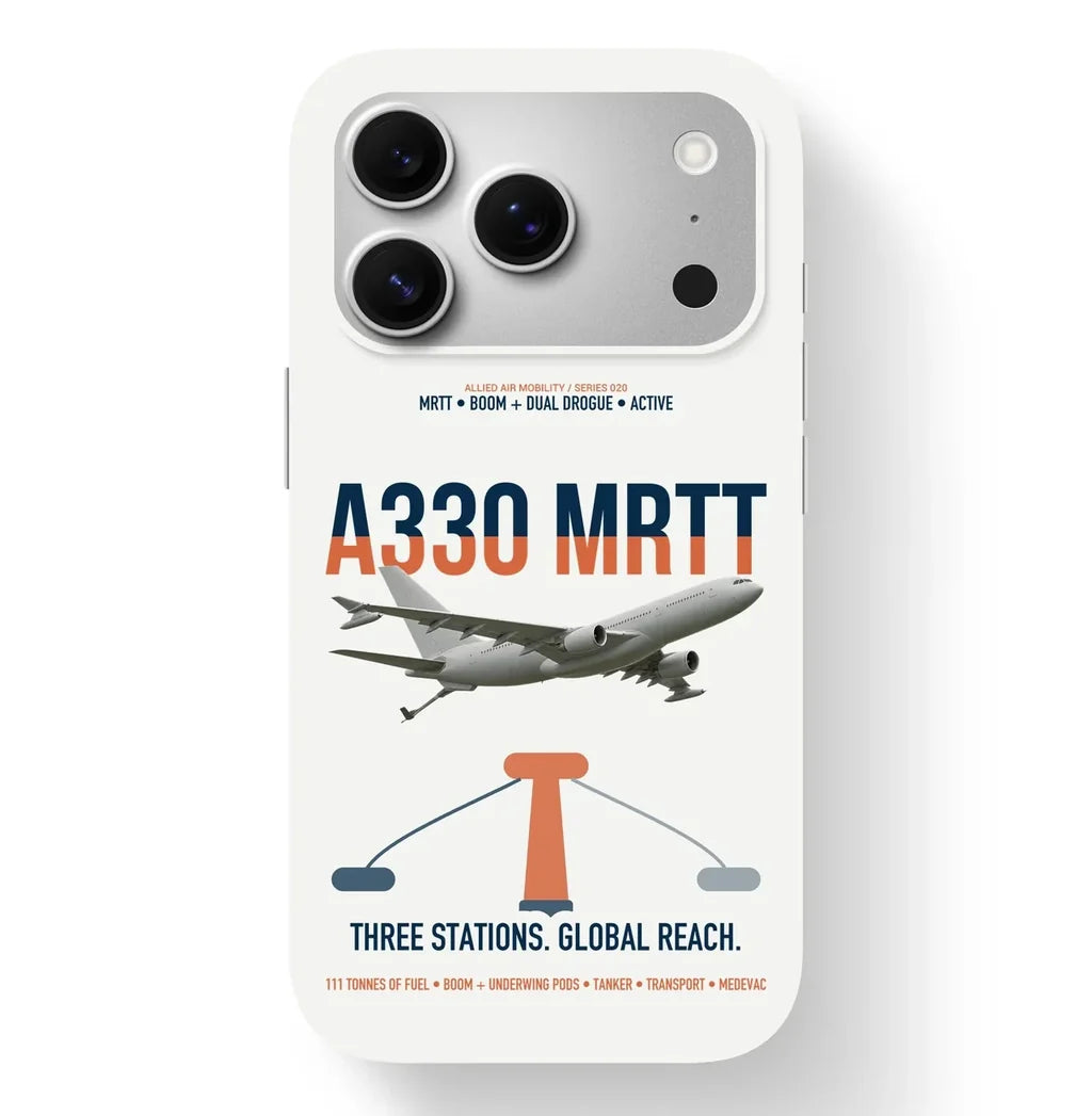 Airbus A330 MRTT design on white magsafe iphone case, for iPhone 17 Pro