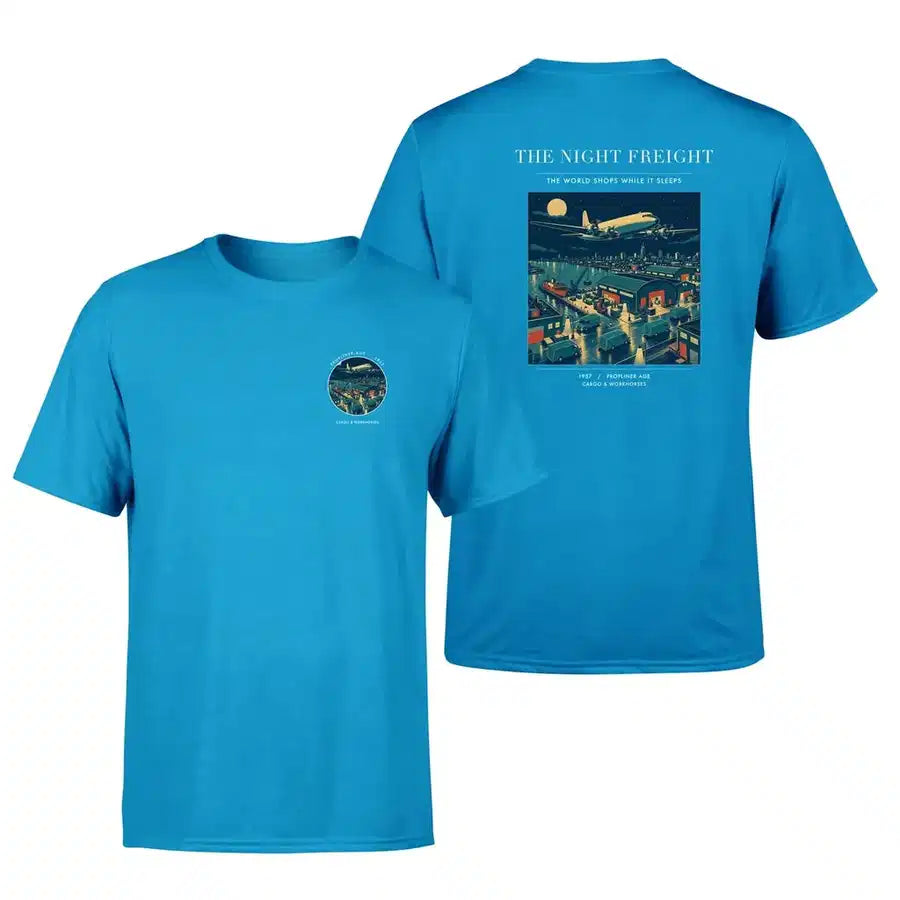 VINTAGE G4111 - The Night Freight - Double-Side T-Shirt design on turquoise double side t shirt